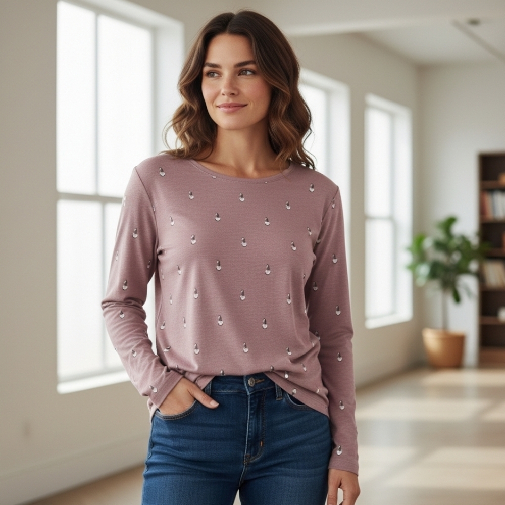 Christopher & Banks Pink Patterned Long Sleeve Top